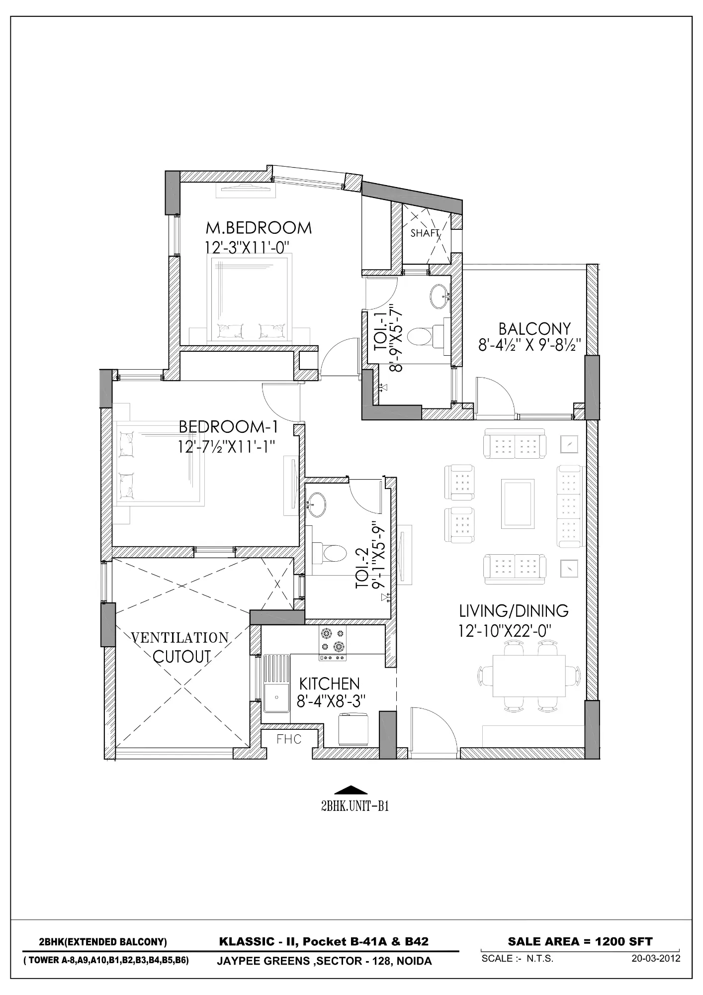 2BHK (Extended Balcony) - Unit B1