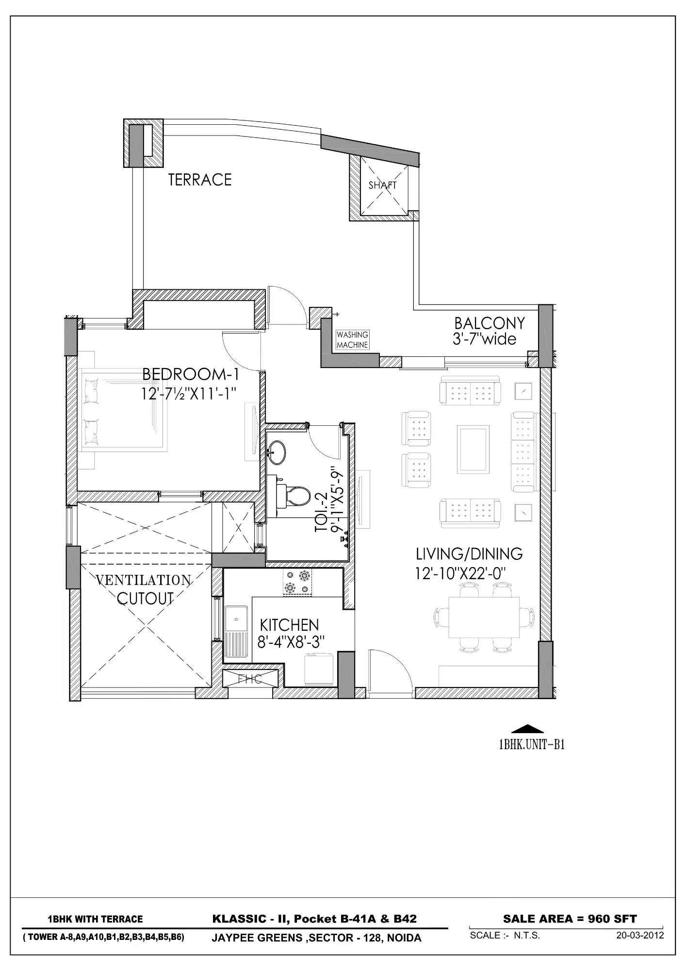 1BHK with Terrace