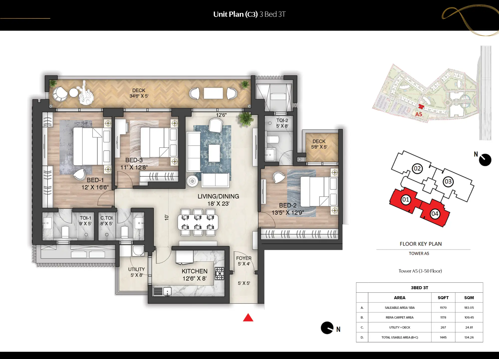 3 Bed 3T