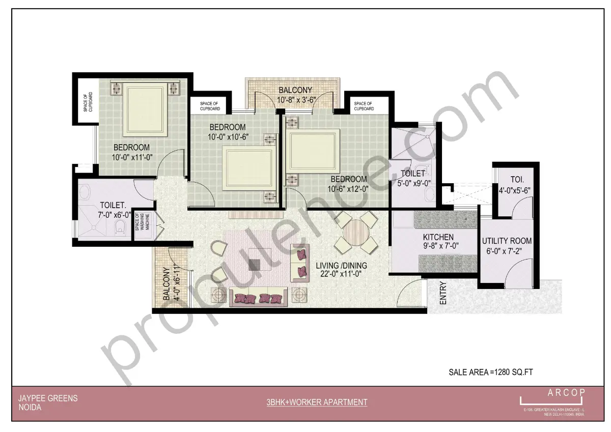 3 BHK + Worker Type 3