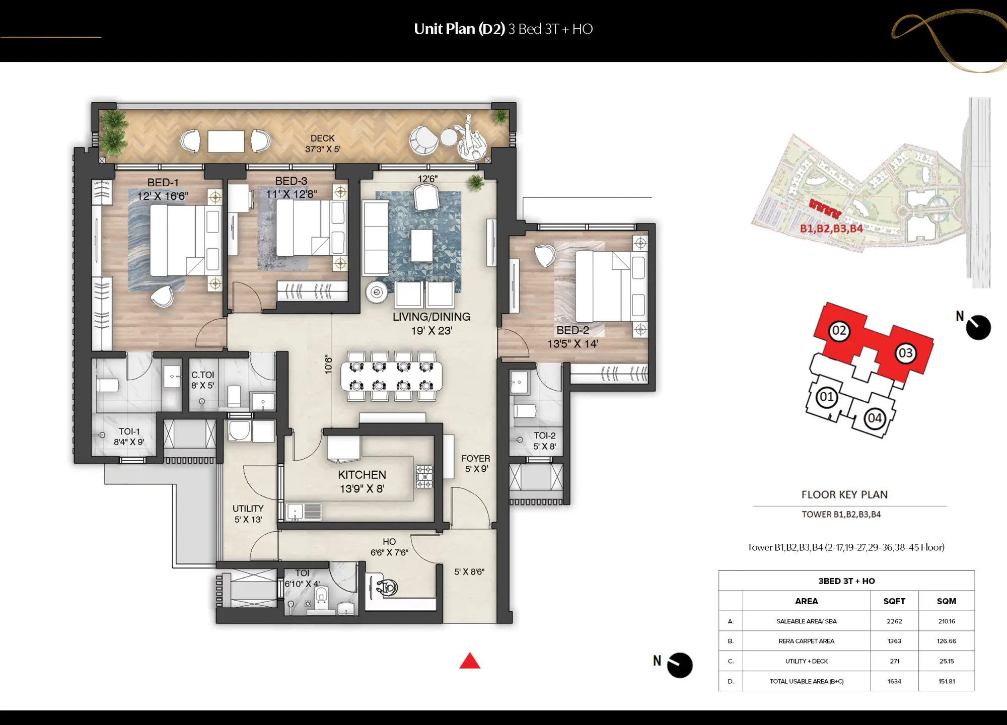 3 Bed 3T + HO