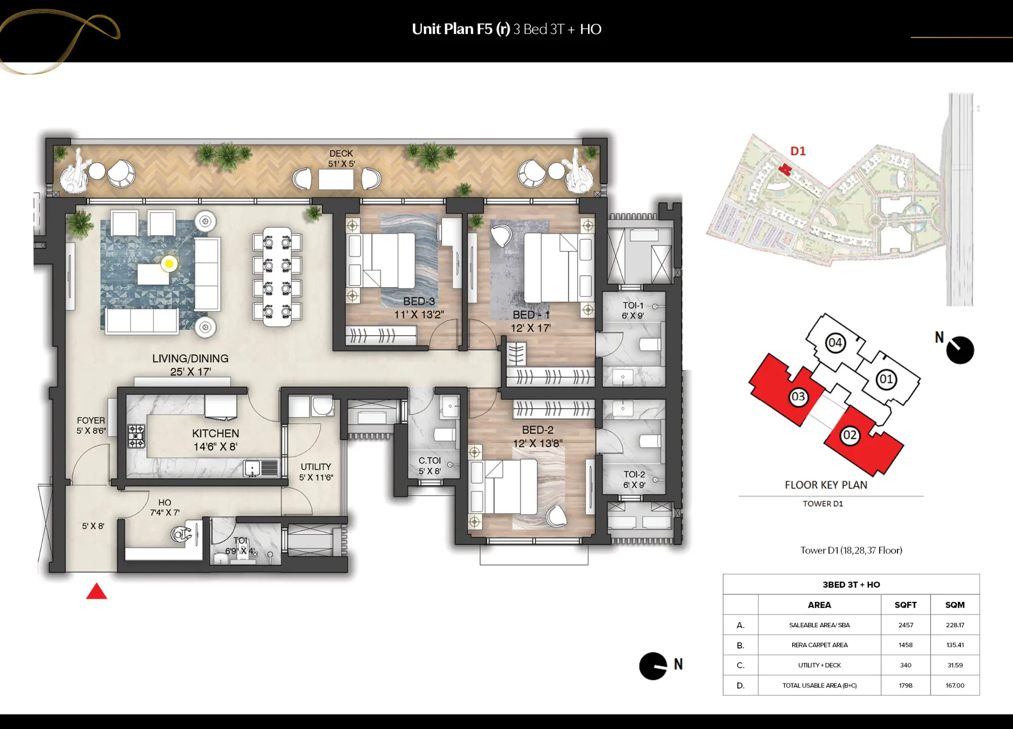 3 Bed 3T + HO