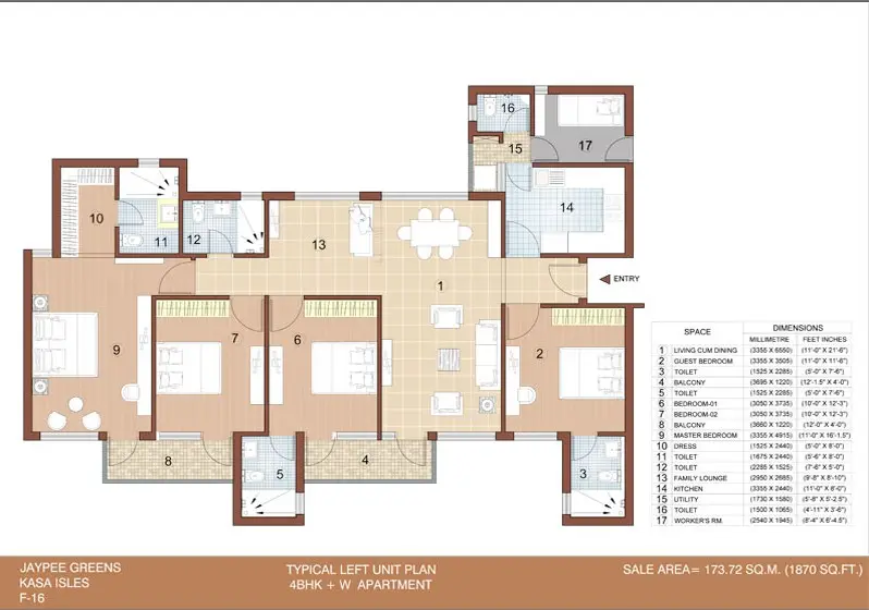 4 BHK + W (Left Side)