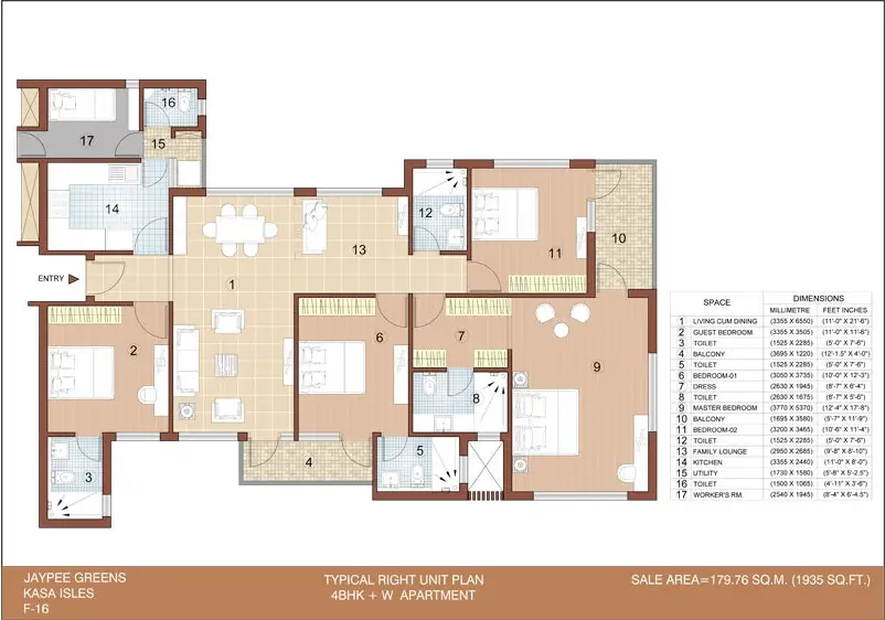 4 BHK + W (Right Side)