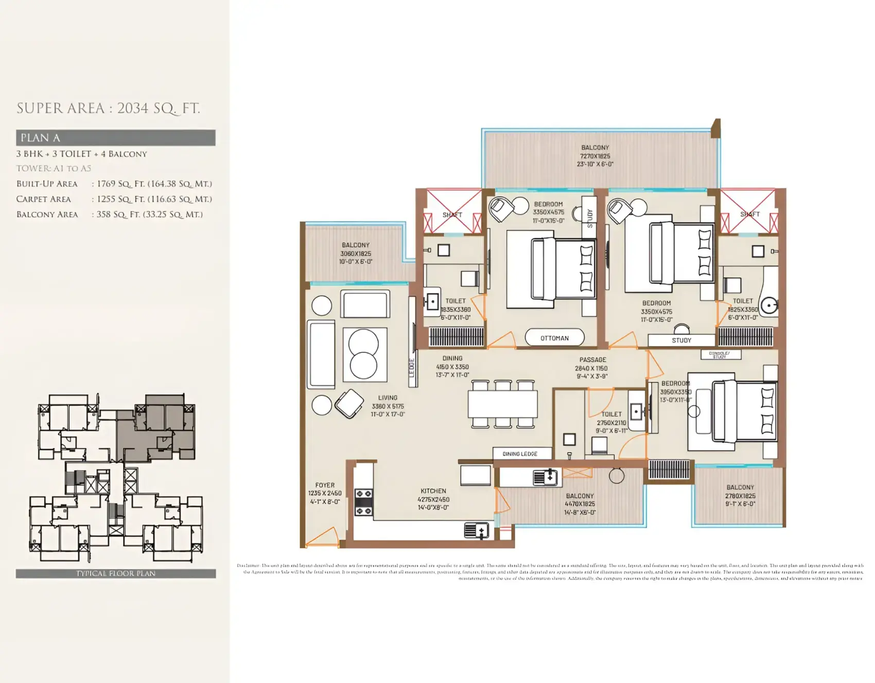 3 BHK Plan A