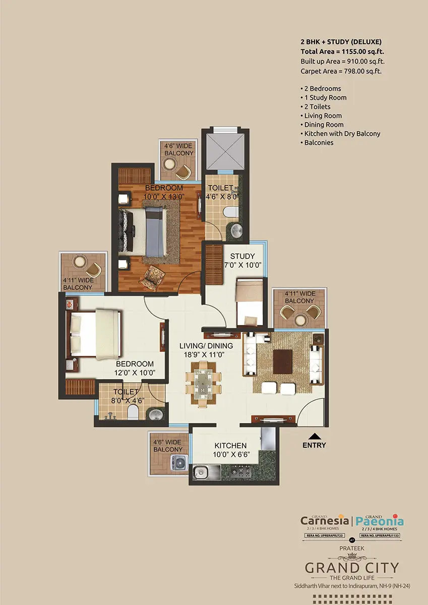 2 BHK+STUDY (DELUXE)