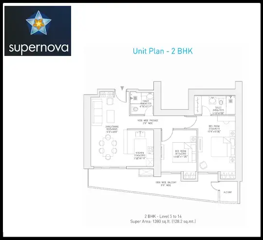 2 BHK - Level 5 to 14