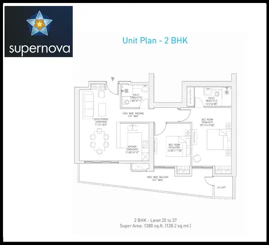 2 BHK - Level 25 to 37