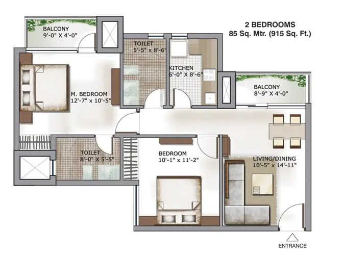 2 Bedrooms