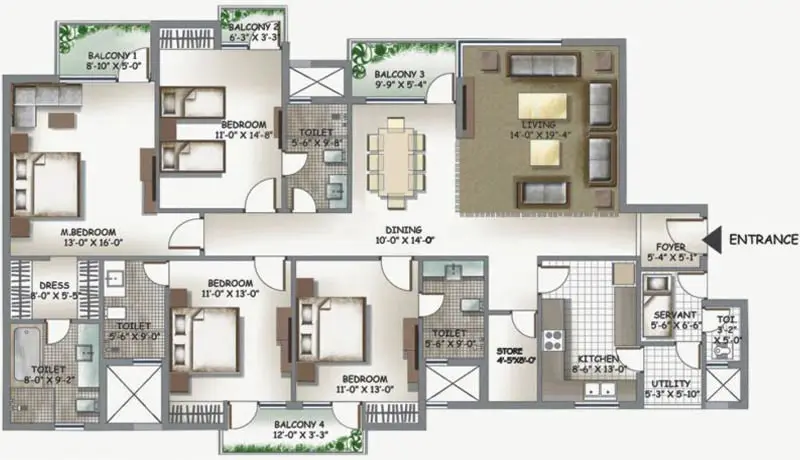 4 Bedroom + Servant Room
