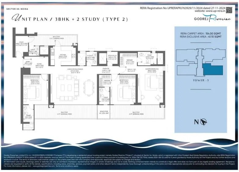 3BHK + 2 STUDY (TYPE 2)