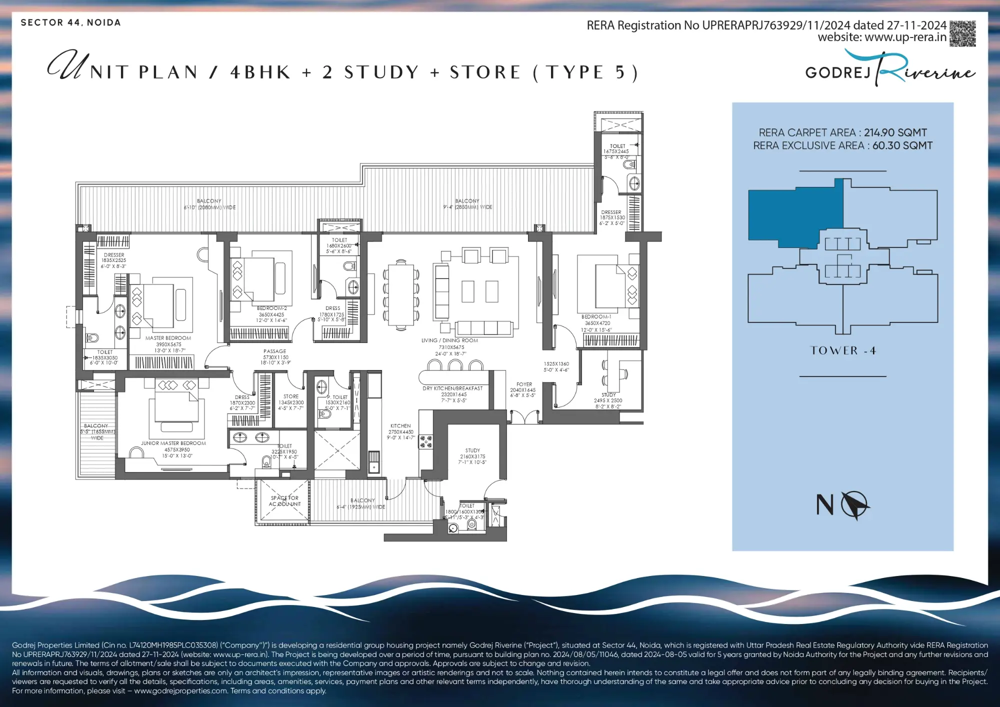4BHK + 2 STUDY + STORE (TYPE 5)