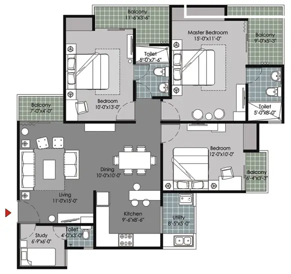 3 Bed with study