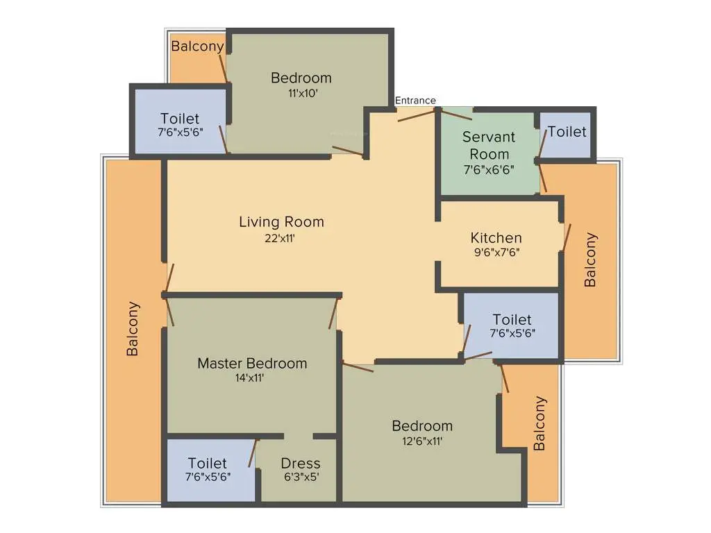 3 Bed with Servant Room