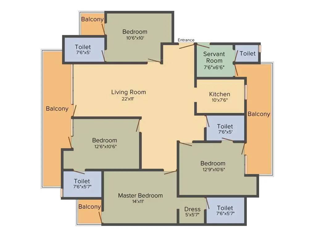 4 Bed with Servant Room