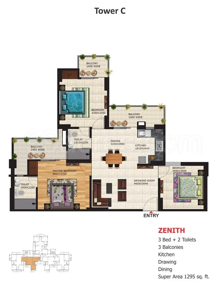 3 Bed 2 Toilet