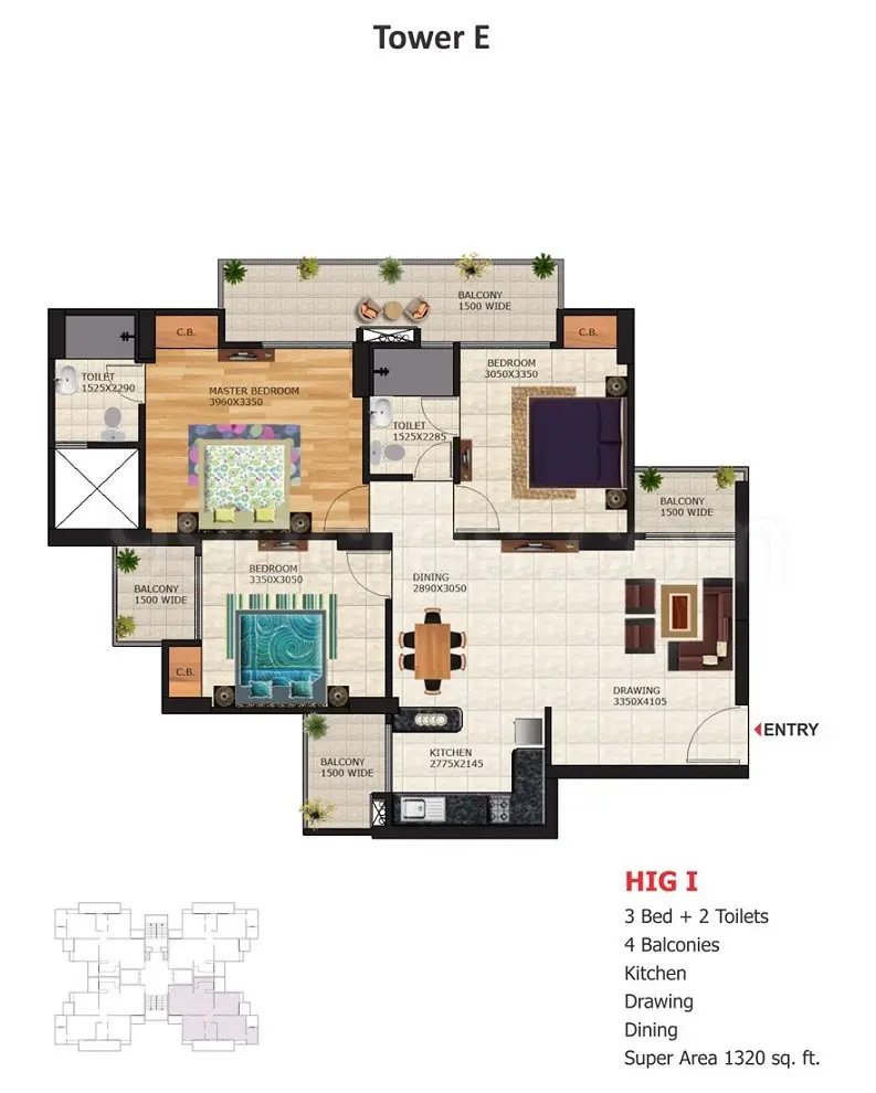 3 Bed 2 toilet