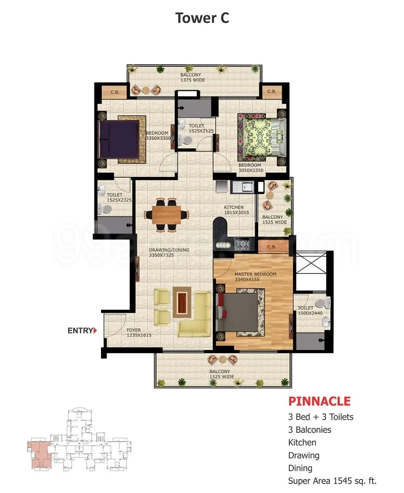 3 Bed 3 toilet