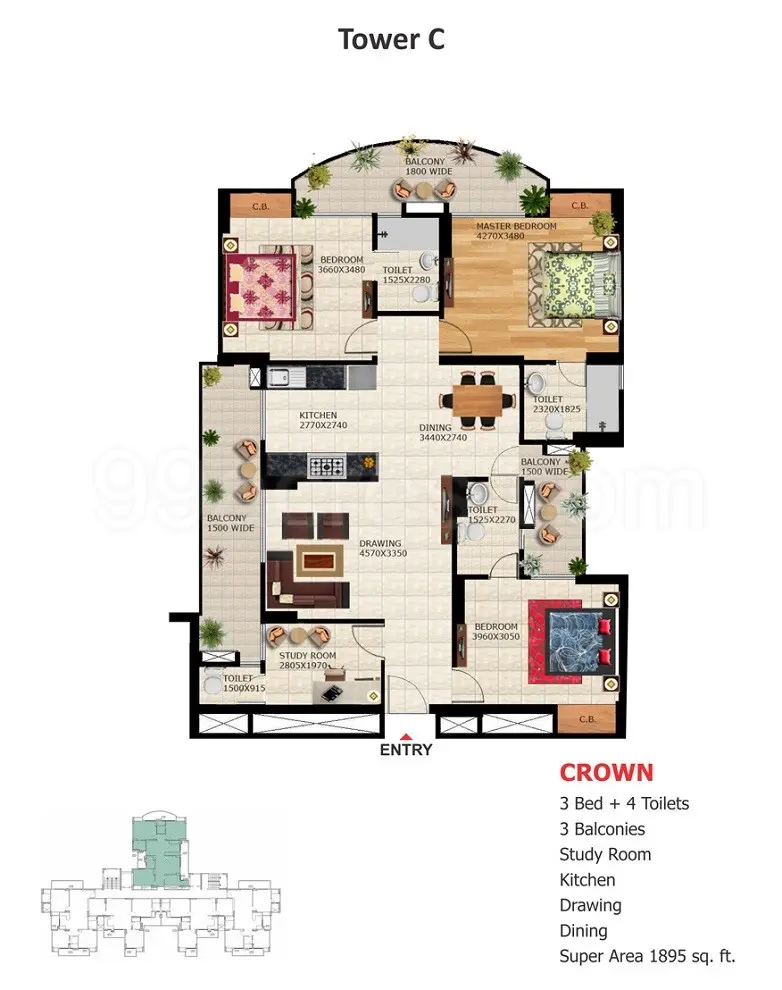 3 Bed 4 toilet