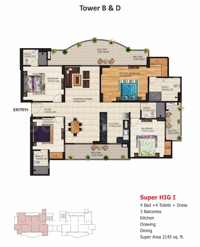 4 bed 4 toilet + dress
