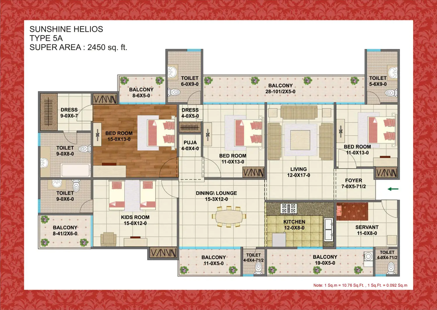 4 BHK + Help Typ 5A