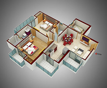 2Bed+2 TOILET+STUDY