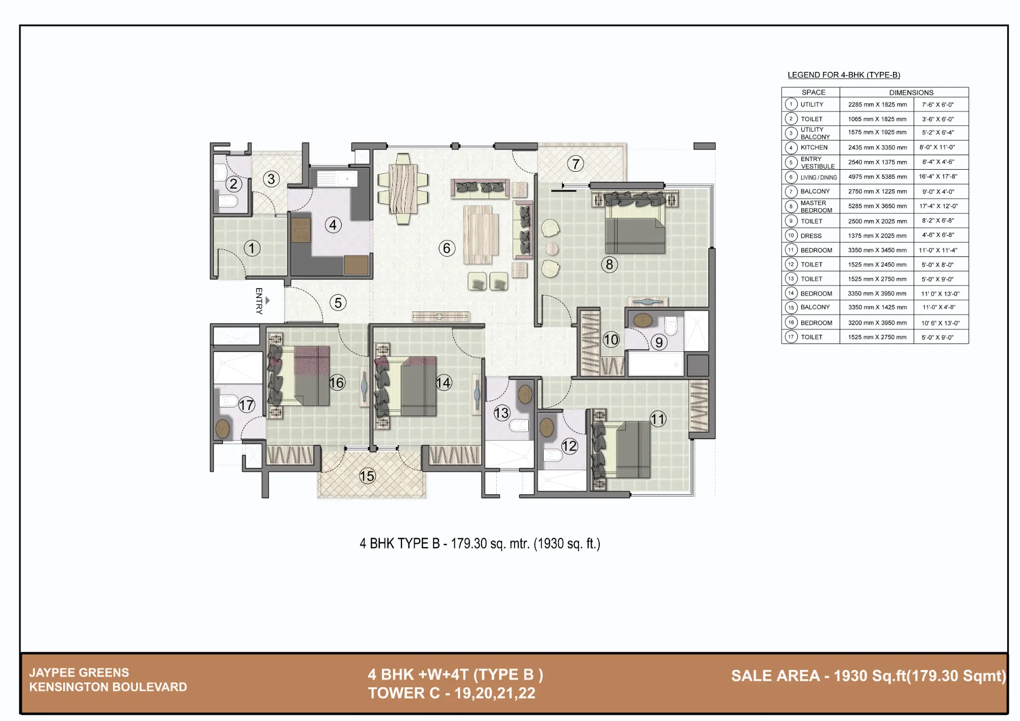 4 BHK+W+4T Type B