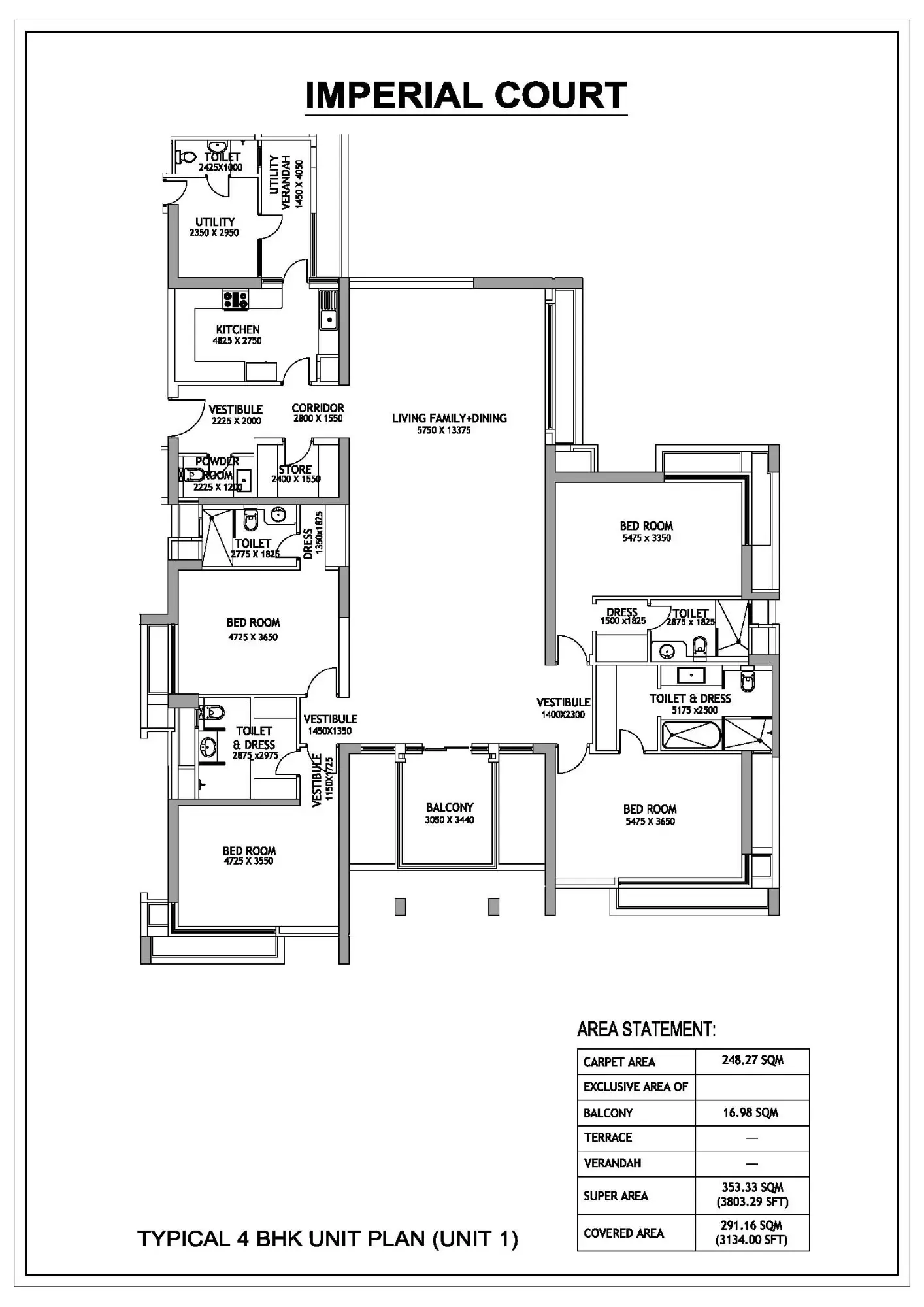4 BHK Type 1 (Multi Floors)