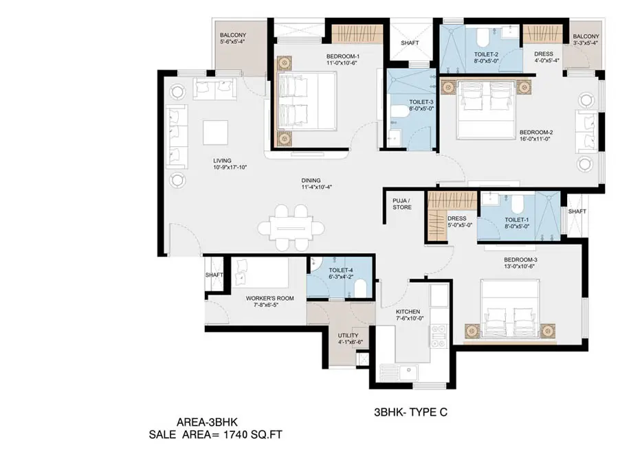 3 BHK – Type C