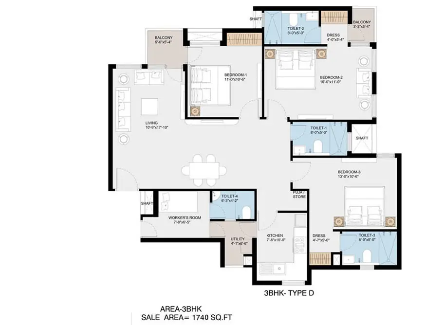 3 BHK – Type D