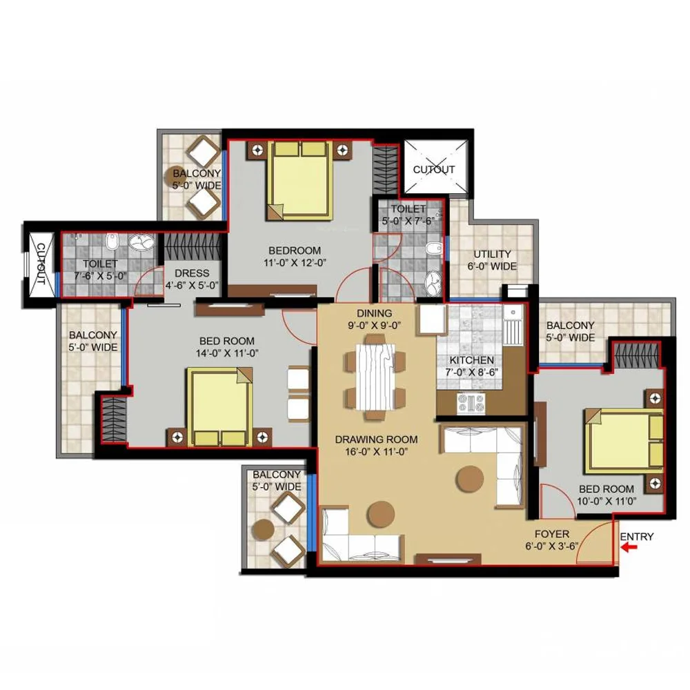 3 BED