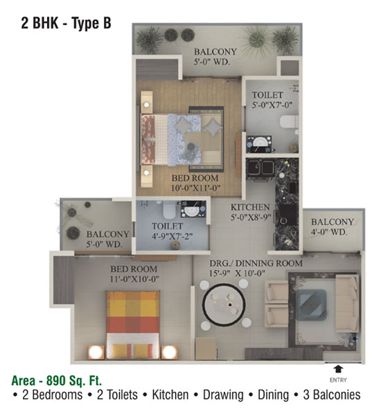 2 BED TYPE 1