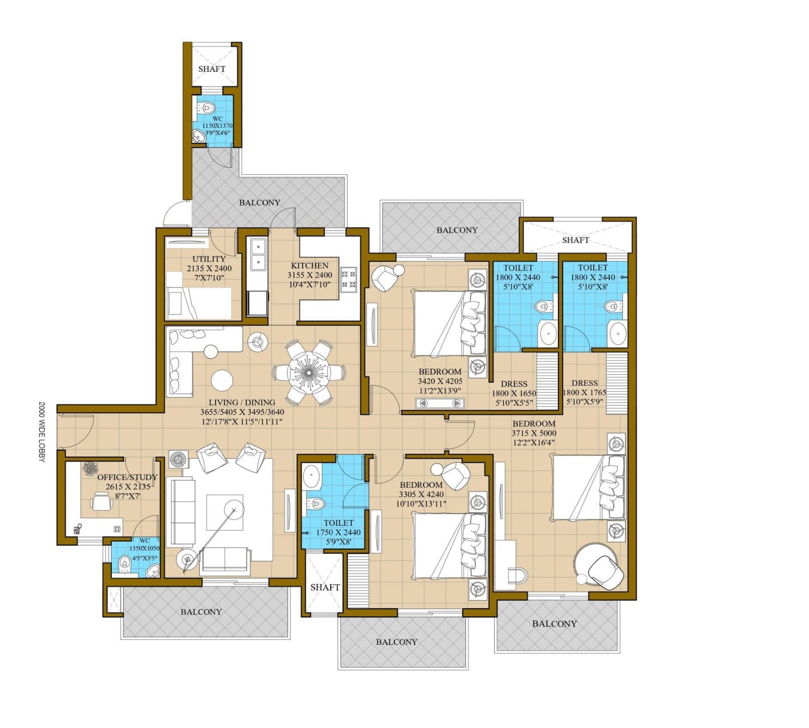 3 BED