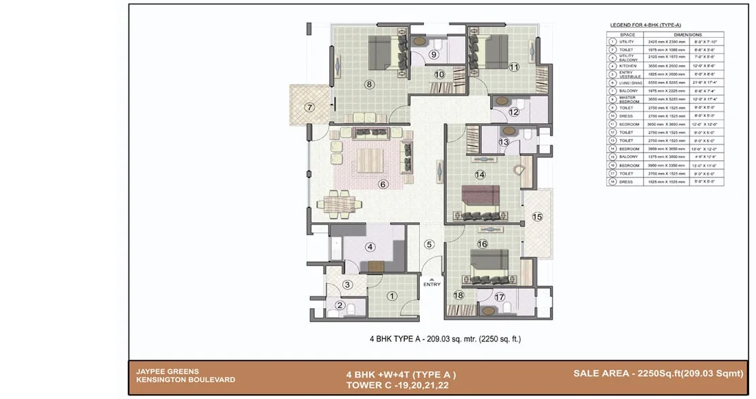 4 BHK Flat / Apartment for sale in Kensington Boulevard, Sector 131, Noida